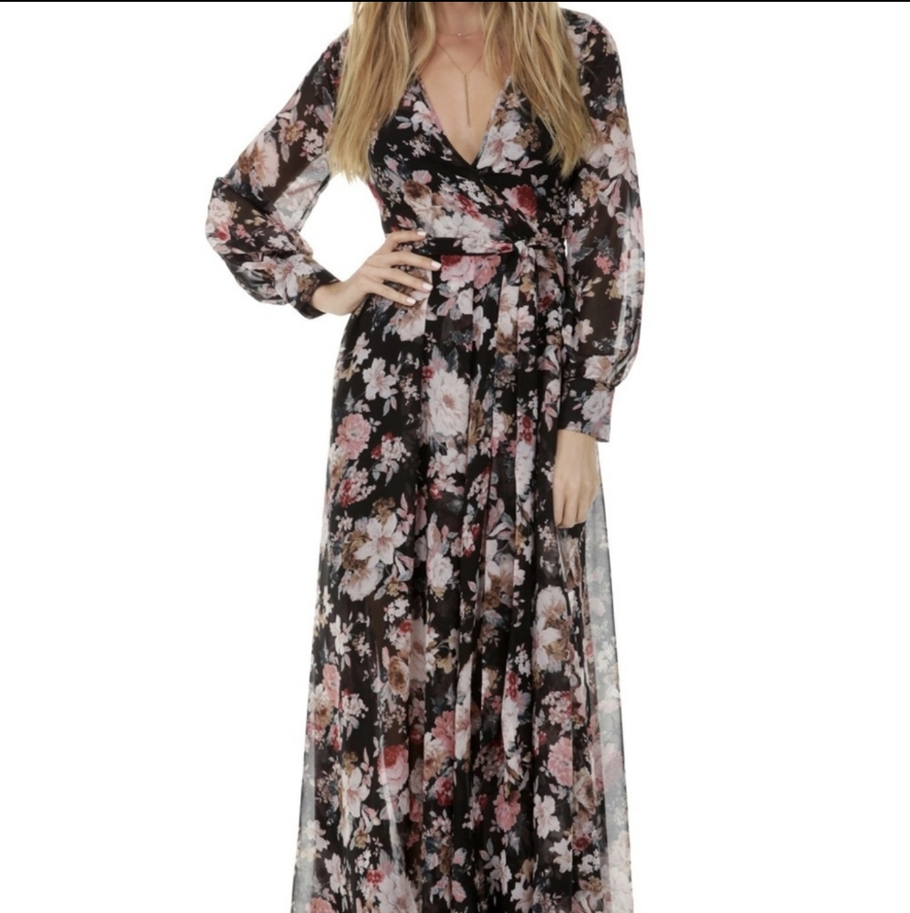 Floral Maxi Dress- Long Sleeves